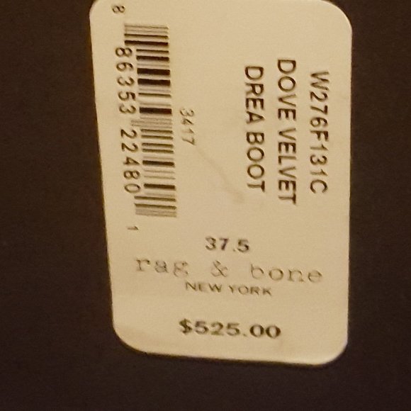 Rag & Bone Dove Velvet  Boots NIB size 7.5 - Picture 12 of 14